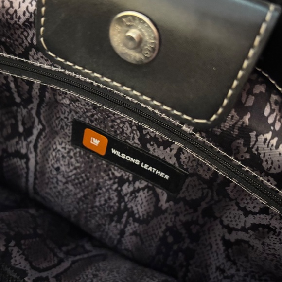 Wilsons Leather Laptop Briefcase Messenger Bag Black Silver Large Size 15.5 x 12 - Picture 6 of 6